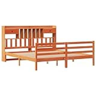 Seng Med Reol Uden Madras Massivt Fyrretræ - Gyldenbrun / 200 x 200 cm