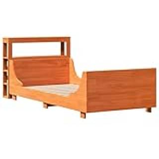 Sengeramme Uden Madras Massivt Fyrretræ Hvid - Gyldenbrun / 75 x 190 cm