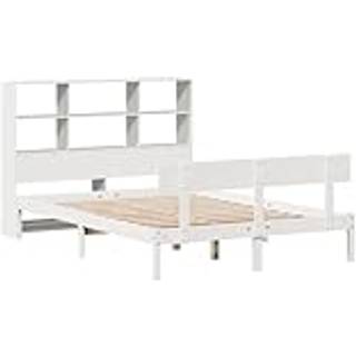 Seng Med Reol Uden Madras Massivt Fyrretræ - Hvid / 140 x 200 cm