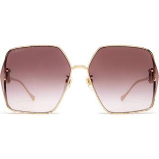 Gucci Kvinde GG1322SA 003 Solbriller Metal Guld Rød Firkantet Normal Skygge