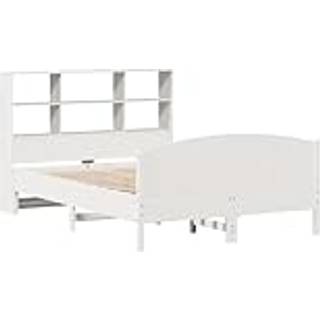 Seng Med Reol Uden Madras Massivt Fyrretræ - Hvid / 140 x 190 cm