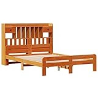 Seng Med Reol Uden Madras 90X190 Cm Massivt Fyrretræ - Gyldenbrun / 160 x 200cm