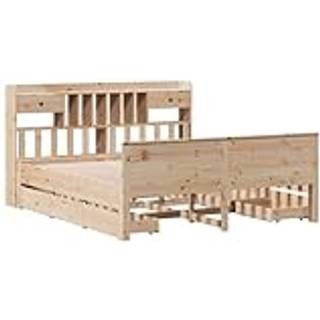 Seng Med Reol Uden Madras Massivt Fyrretræ - Naturfarvet / 180 x 200 cm