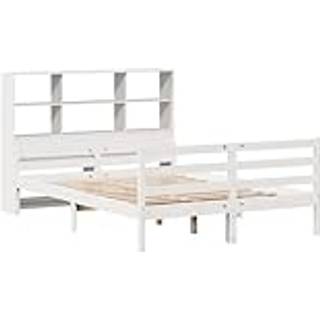 Seng Med Reol Uden Madras Massivt Fyrretræ - Hvid / 140 x 200 cm