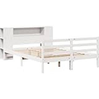 Seng Med Reol Uden Madras Massivt Fyrretræ - Hvid / 160 x 200 cm