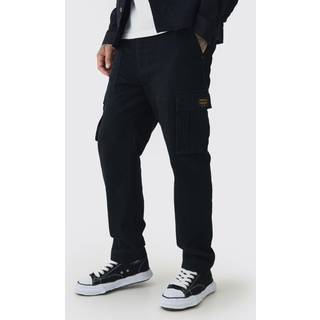 Mens Tall Tapered Fit Cargo Trousers in Black