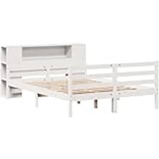 Seng Med Reol Uden Madras Massivt Fyrretræ - Hvid / 150 x 200 cm