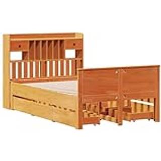 Seng Med Reol Uden Madras Massivt Fyrretræ - Gyldenbrun / 135 x 190cm