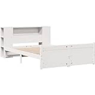 Seng Med Reol Uden Madras Massivt Fyrretræ - Hvid / 160 x 200 cm