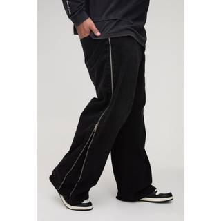 Mens Black Plus Relaxed Fit Zip Gusset Jeans