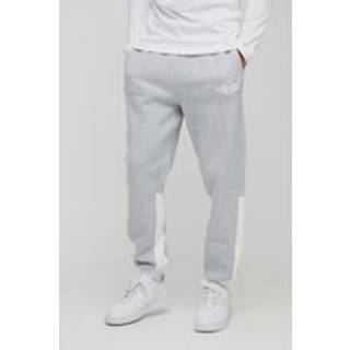 Mens Grey Marl Slim Fit Man Diamond Colour Block Joggers
