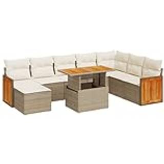 Sofasæt Til Haven 9 Dele Med Hynder Polyrattan - 9 / beige og cremefarvet / med opbevaring