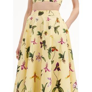 Oscar de la Renta Floral cotton-blend poplin midi skirt - yellow - M