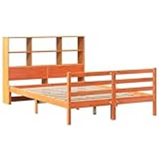 Seng Med Reol Uden Madras Massivt Fyrretræ - Gyldenbrun / 140 x 190 cm