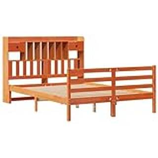 Seng Med Reol Uden Madras Massivt Fyrretræ - Gyldenbrun / 140 x 190 cm