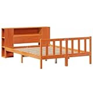 Seng Med Reol Uden Madras Massivt Fyrretræ - Gyldenbrun / 140 x 190 cm