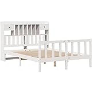 Seng Med Reol Uden Madras Massivt Fyrretræ - Hvid / 140 x 200 cm