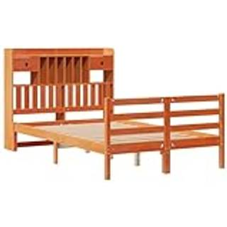 Seng Med Reol Uden Madras Massivt Fyrretræ - Gyldenbrun / 135 x 190 cm