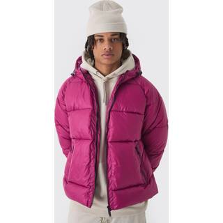 Mens Hooded Ripstop Puffer Jacket In Pink