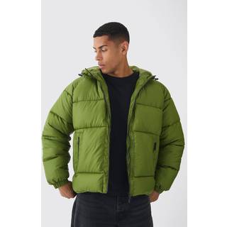 Mens Hooded Ripstop Puffer Jacket In Green
