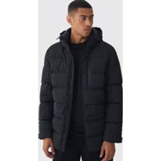 Mens Mid Length Hooded Puffer In Black