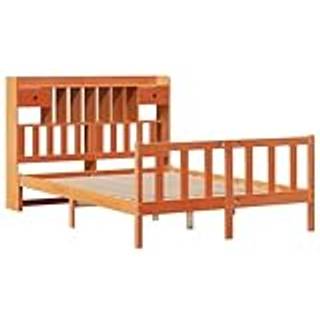 Seng Med Reol Uden Madras Massivt Fyrretræ - Gyldenbrun / 140 x 200 cm