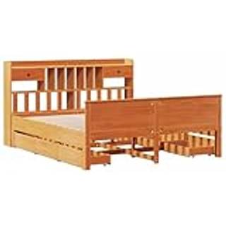 Seng Med Reol Uden Madras Massivt Fyrretræ - Gyldenbrun / 200 x 200cm