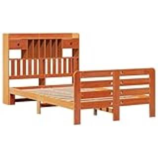 Seng Med Reol Uden Madras Massivt Fyrretræ - Gyldenbrun / 135 x 190 cm