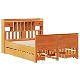 Seng Med Reol Uden Madras Massivt Fyrretræ - Gyldenbrun / 160 x 200cm