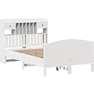 Seng Med Reol Uden Madras Massivt Fyrretræ - Hvid / 135 x 190 cm