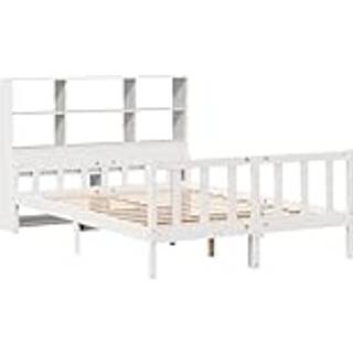 Seng Med Reol Uden Madras Massivt Fyrretræ - Hvid / 160 x 200 cm