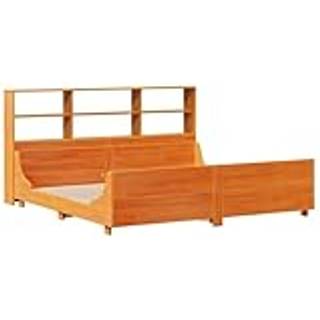 Seng Med Reol Uden Madras Massivt Træ - Gyldenbrun / 180 x 200 cm