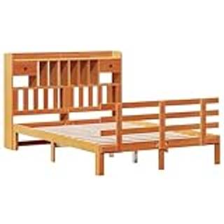 Seng Med Reol Uden Madras Massivt Fyrretræ - Gyldenbrun / 140 x 190 cm