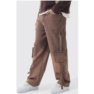Mens Chocolate Tall Ombre Effect Relaxed Fit Cargo Trousers