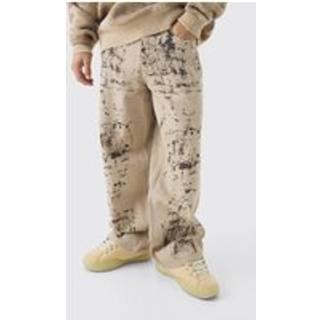 Mens Stone Baggy Fit Paint Effect Jeans