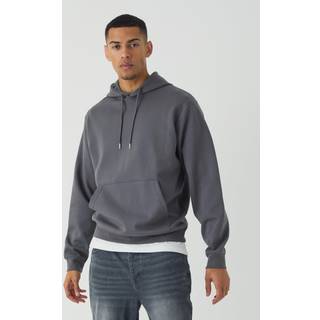 Mens Charcoal Regular Fit Heavyweight Interlock Hoodie