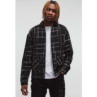 Mens Black Tall Textured Brushed Overshirt