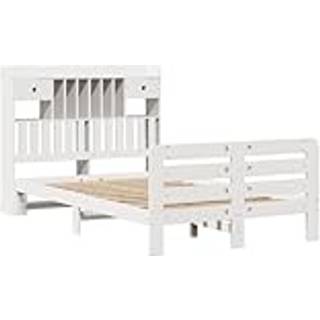 Seng Med Reol Uden Madras Massivt Fyrretræ - Hvid / 135 x 190 cm