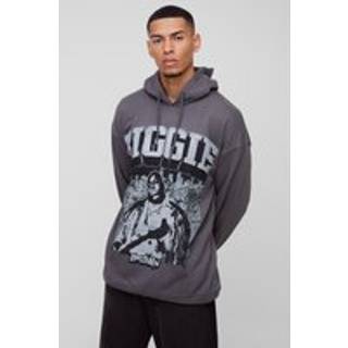 Mens Charcoal Regular Fit Biggie License Print Hoodie