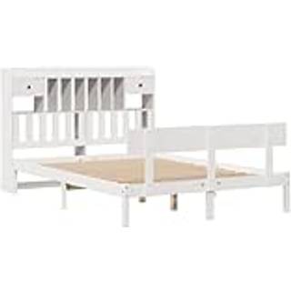 Seng Med Reol Uden Madras Massivt Fyrretræ - Hvid / 160 x 200 cm