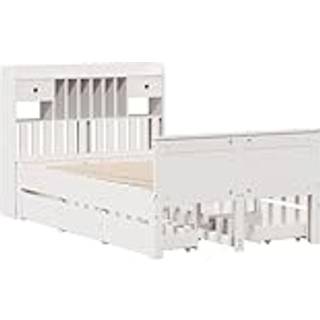 Seng Med Reol Uden Madras Massivt Fyrretræ - Hvid / 135 x 190 cm