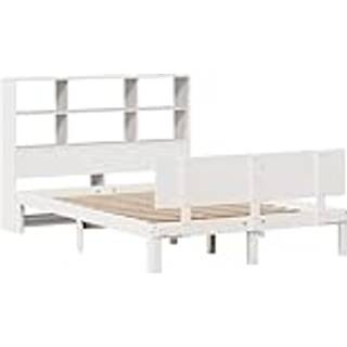 Seng Med Reol Uden Madras Massivt Fyrretræ - Hvid / 140 x 190 cm