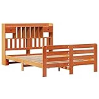 Seng Med Reol Uden Madras Massivt Fyrretræ - Gyldenbrun / 140 x 190 cm