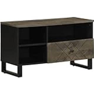 Tv-Bord 80X33X46 Cm Massivt Mangotræ Sort