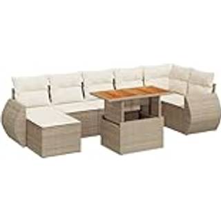 Sofasæt Til Haven 8 Dele Med Hynder Polyrattan - beige og cremefarvet / 3x hjørnedel bord 3x midterdel fodskammel