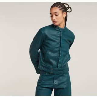 Short Moto Jacket - Green - Women