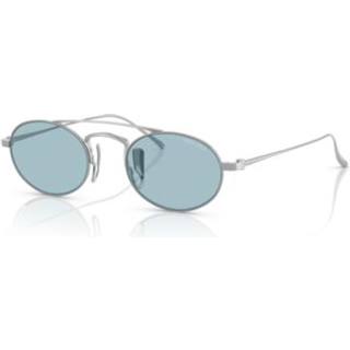 Giorgio Armani Mand AR6161T 3387/1 Solbriller Titanium Sølv Blå Rund Normal