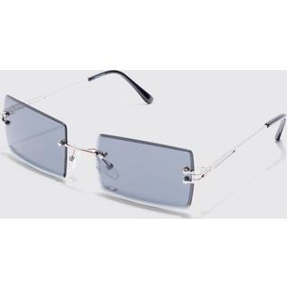 Mens Square Frameless Sunglasses In Black