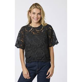 Trisha Big Lace Bluse, Black, 34