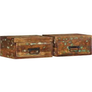 Væghængte Sengeborde - 2 / Massivt genanvendt træ